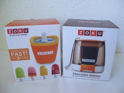 NIB Set Zoku Quick Pop Maker Makes 3 & Chocolate Dip Station Williams Sonoma