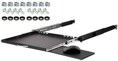 1 HE ausziehbare Rackablage 19'' Fachboden Rackwanne mit Tastatur & Mouse Auszug