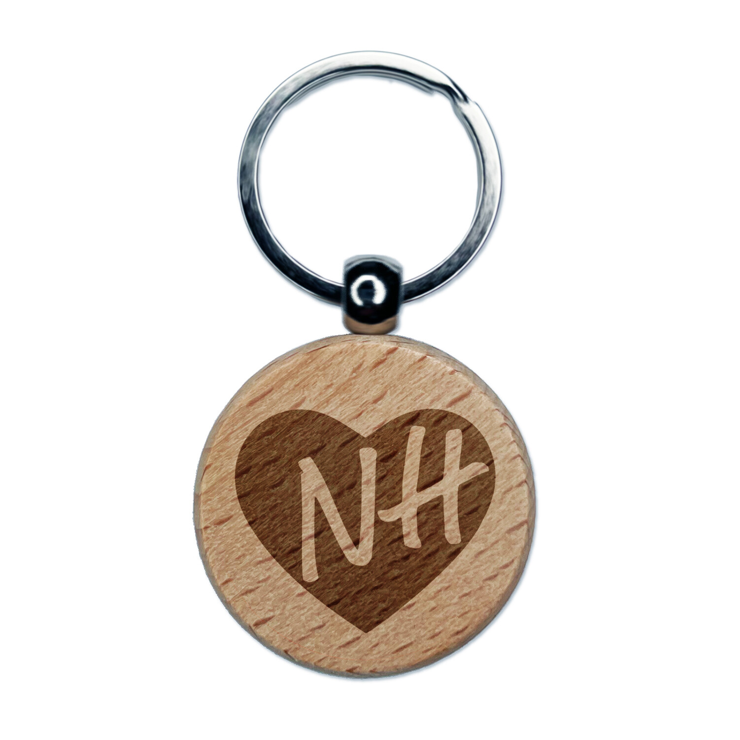 NH Heart-Shaped Engraved Wood Keychain with New Hampshire Map  