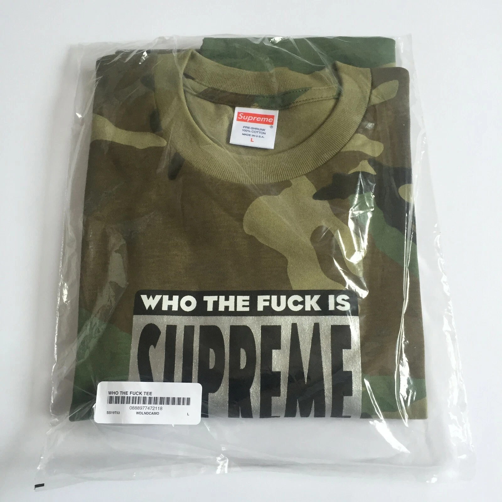 Supreme Who The Fuck Woodland Camo Tee L