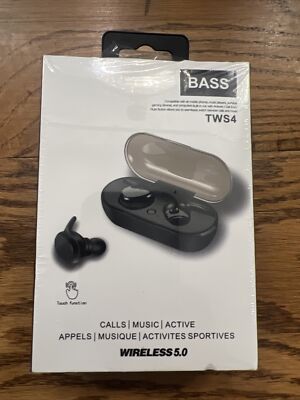 TWS-4 In-Ear iPhone WIRELESS 5.0 BLUETOOTH STEREO HEADSET Black Deep Bass Sound 