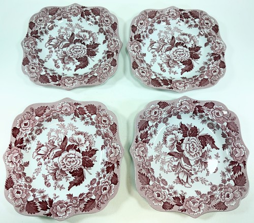 Spode Archive Collection British Flowers Poppy Cranberry Plate 9 5/8” lot of 5