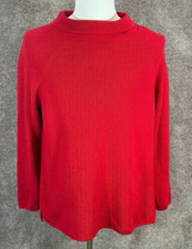 Talbots Sweater Womens XL Red Ribbed 100% Pima Cotton Roll Mock Neck Long Sleeve