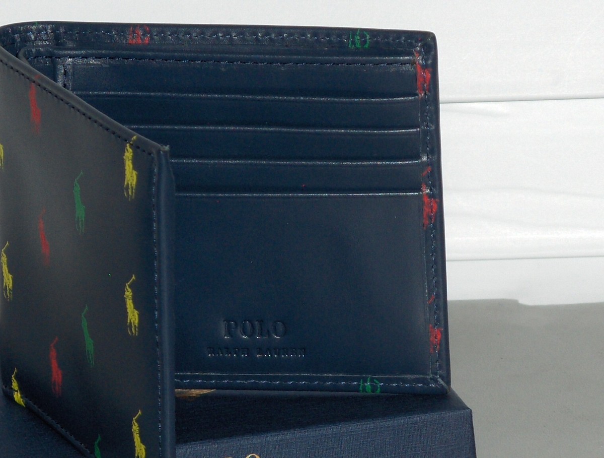 POLO RALPH LAUREN Men's Leather All Over Pony Bifold Wallet