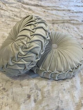 Pleated Round 14” lot 2 Throw Pillows gray Lush Décor pillow soft velvet Chic