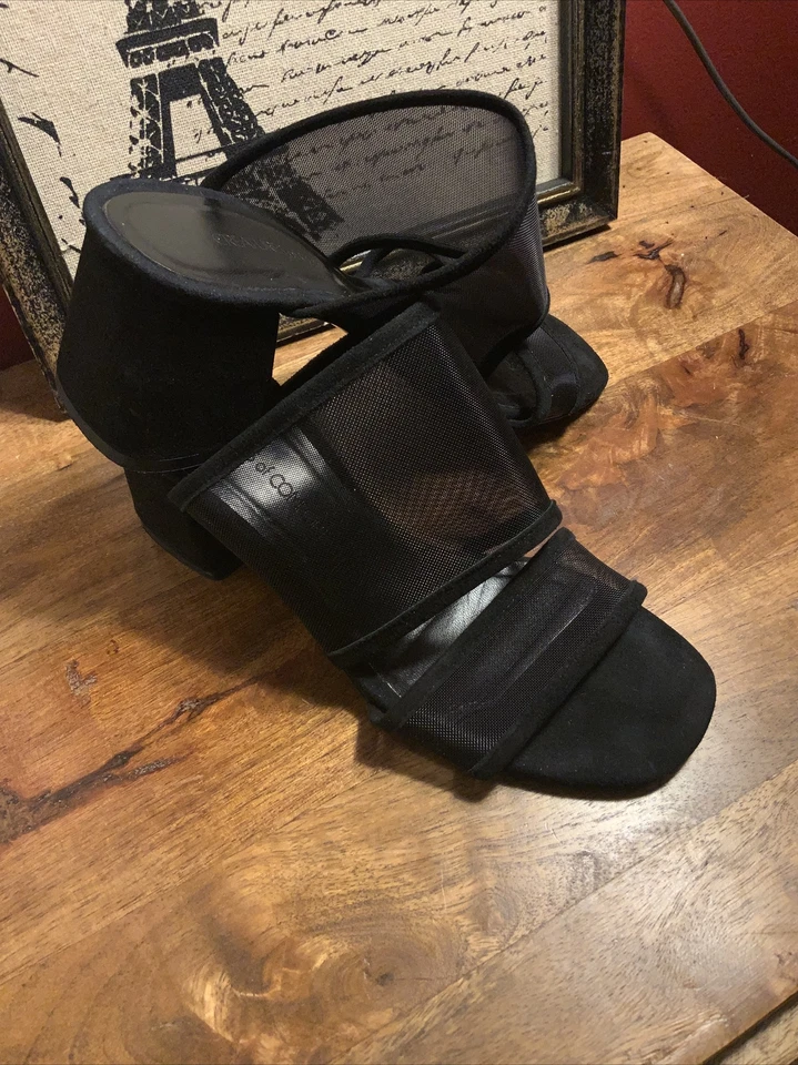 Creature Comfort Negro Malla/Gamuza Cuero Puntera Abierta Zapatos Confort Talla 7 ¡Italia!! Foto 2 de 4