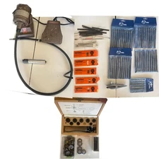 USED JEWELRY TOOLS LOT FILES, FOREDOM MOTOR , SAWS, IKOHE RING CLAMP
