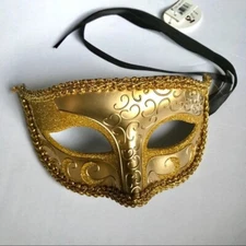 KBW Gold Glitter Masquerade New Years Eve Mask NEW