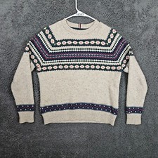Tommy Hilfiger Nordic Fair Isle Striped Sweater Men  s Medium Pullover Lambswool