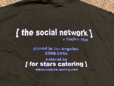 THE SOCIAL NETWORK rare David Fincher movie crew promo t-shirt Adult Large
