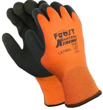 Fully Orange Latex & Black Sandy Latex Palm Coated Insulated Winter Glove (PAIR)