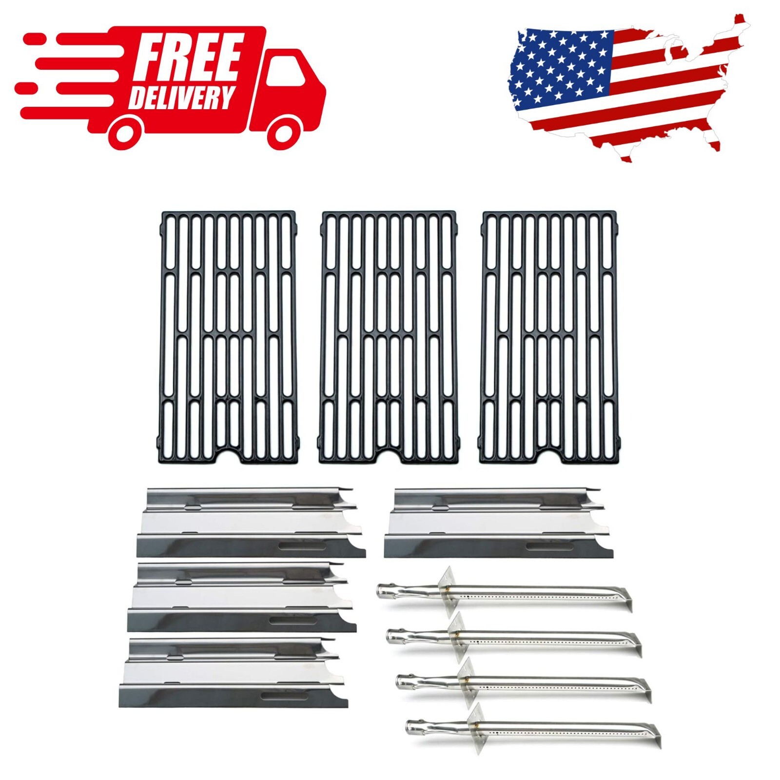 Grill Cooking Grates Grid Heat Plates Burners Parts Kit For Vermont