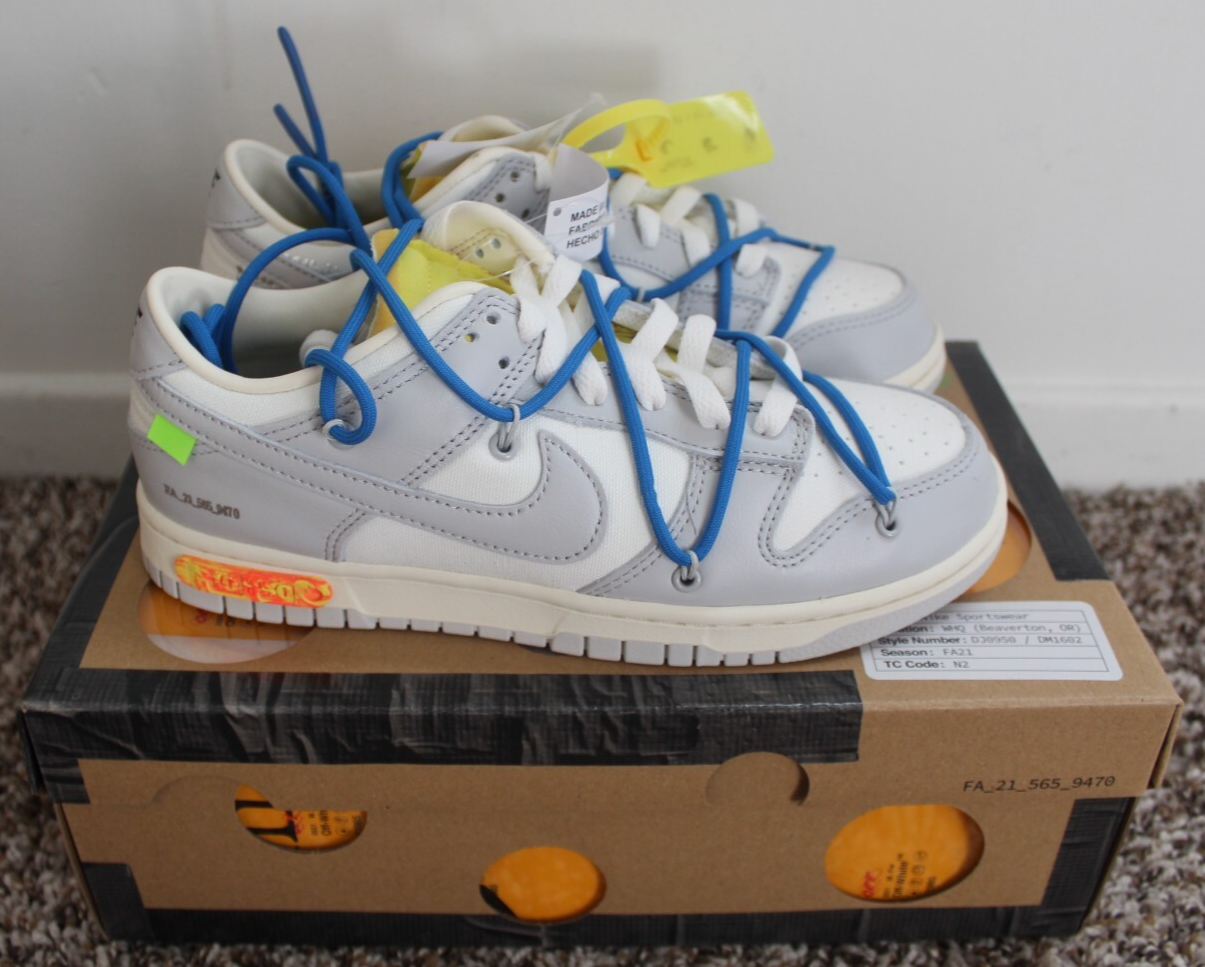 OFF WHITE X NIKE Uomo Taglia 7 Nike Off White x Dunk Low Lotto 10 di 50 Spedizione veloce