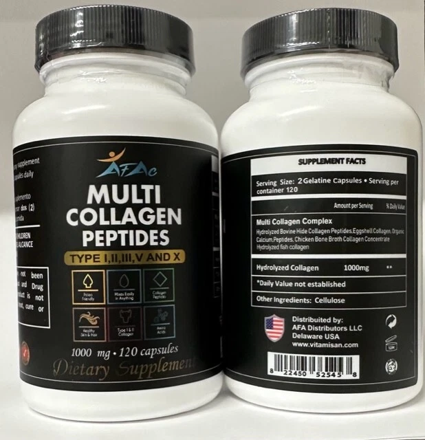 胶原蛋白肽药丸1000毫克水解胶原蛋白i,iii,V,X 240胶囊 — 第 3/4 张图片