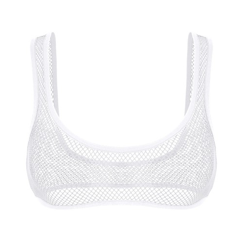 Canotta donna sexy maglia trasparente reggiseno cavo gabbia crop top bustier canotta cami - Foto 16 di 56