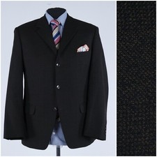 Mens Vintage Textured Blazer 44S UK Size Check Brown Wool Sport Coat Jacket