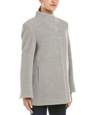 $815 Cinzia Rocca Icons Alpaca Wool Coat Jacket Light Gray 46 10 12 L