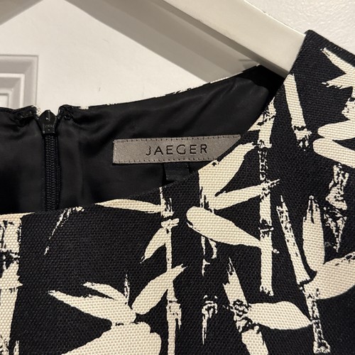 Vestido para mujer Jaeger negro blanco floral 100 % seda forrado sin mangas talla 14 - Imagen 4 de 6