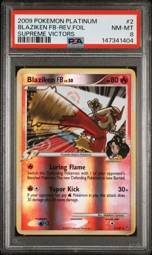 2009 POKEMON PLATINUM SUPREME VICTORS #2 BLAZIKEN FB-REVERSE FOIL PSA 8