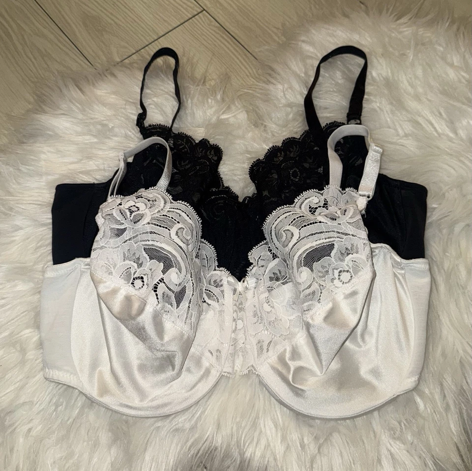 2 sujetadores vintage de encaje satinado Vanity Fair 75-164 sin forro con aros para mujer 38D Foto 2 de 4