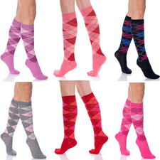 6 Pairs Women's Colorful Knee High Socks Soft  Durable Combed Cotton