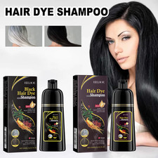 Black/Brown Hair Dye Shampoo 500ML Natural Herbal Repair Dry Damage Root Nourish