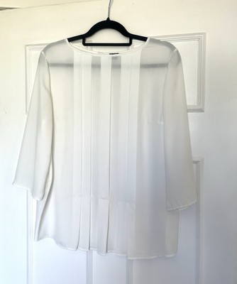 S. Oliver Black Label White pleated Sheer Blouse - UK 16 - Excellent Condition
