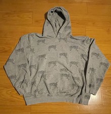 Revenge Clothing All Over Embroidered Gray Hoodie Sweatshirt Mens Large