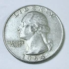 1964 Washington Silver Quarter 90% Silver Circulated Coin #5801