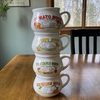 VINTAGE Soup Recipe Ceramic Mug Set 4 Cups Bowls Vegetable Tomato Chicken Potato — photo 3