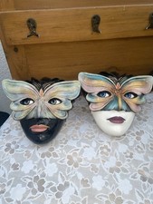 Lot de 2 masques muraux Raffaelli – Céramique vénitienne – Signés