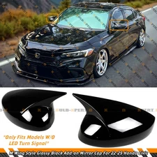 For 22-26 Honda Civic M Wing Style Gloss Black Side Mirror Cover Caps W/O Light