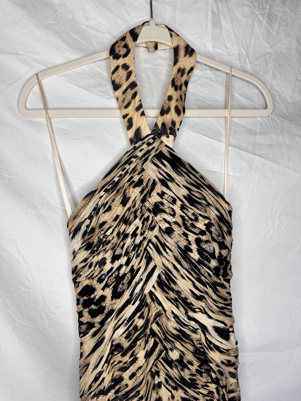 Roberto Cavalli Vintage Rare Leopard-Print Halter Maxi Dress - Beige & Black image 4