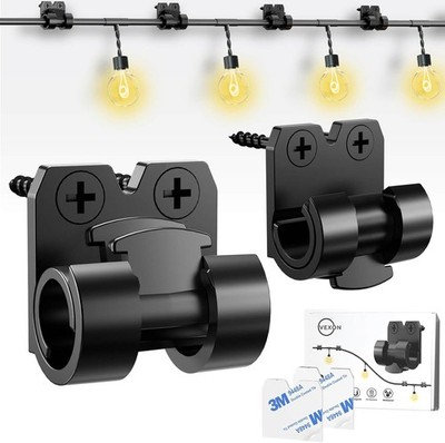 VEXON Hooks for Outdoor String Lights Clips: X-Large, 25Pcs Black Light 