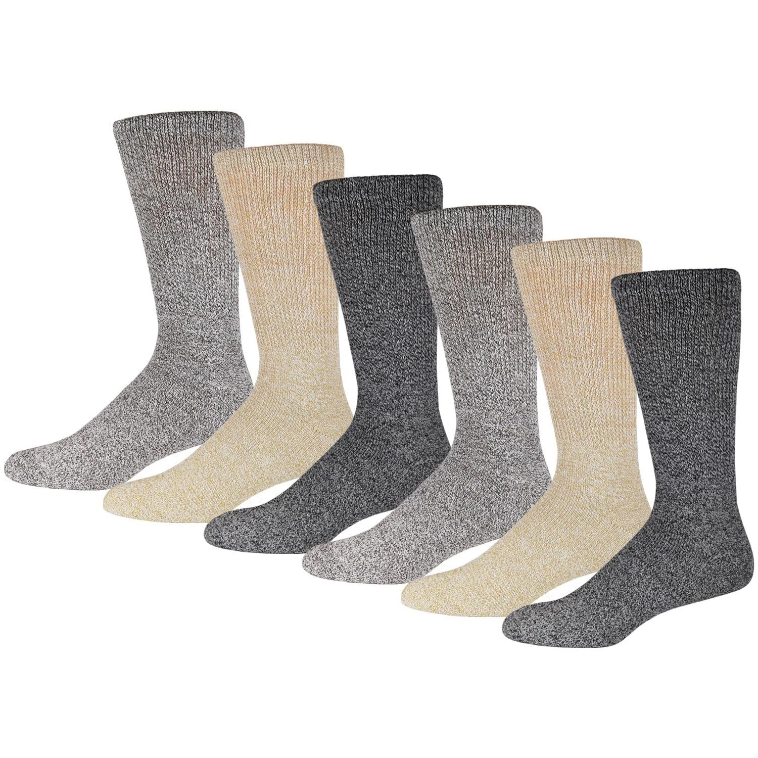 6 Pairs of Thermal Merino Wool Warm Diabetic Socks, Assorted, Shoe Size Men 9...