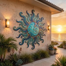 Nautical Sun Metal Wall Art, Beach House Wall Decor, Coastal Artwork
