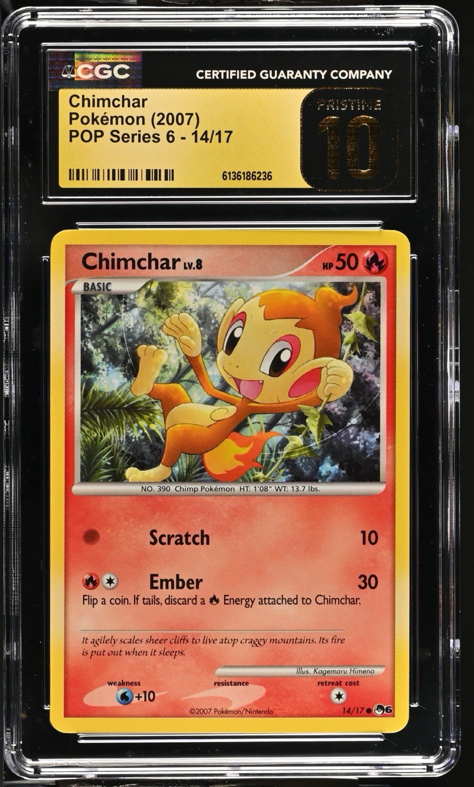 2007 Pokemon POP Series 6 Chimchar #14/17 CGC PRESTINE 10 POP 5