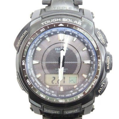 Casio PRW-5100YT Pro Trek Solar Ana-Digi Black Men's Watch 50mm Stainless Steel
