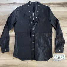 Rick Owens EDFU SS23 Larry Linen Snap Button Shirt Black Men’s 50 IT 40 US