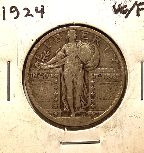 1924 STANDING LIBERTY SILVER QUARTER VG/F