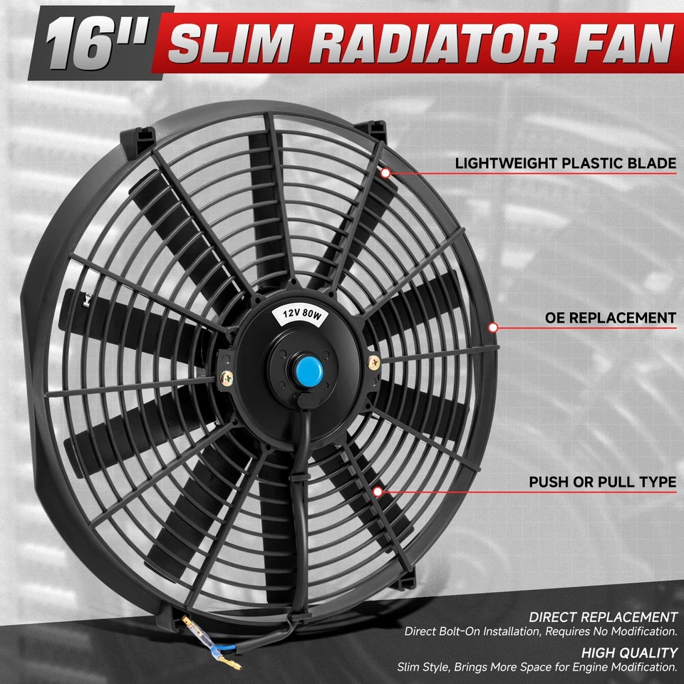 3-ROW ALUMINUM RADIATOR+1X 16"FAN KIT FOR FORD PINTO MERCURY COMET/COUGAR l6/V8 - Image 4 of 4