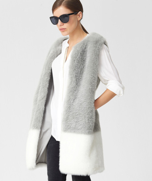 S.Oliver Faux Fur Bodywarmer Gilet Jacket Premium Lined 14 Uk BNWT RRP €120 Grey
