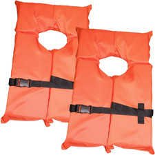 2 Pack Coast Guard Approved Life Jackets. High Visibility Color Type II Keyhole