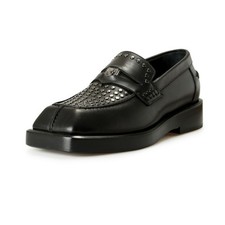 Versace Men's Black 100%Leather Silver Medusa&Studs Loafers Shoes US 7 IT 40