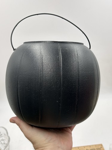 Vintage General Foam Blow Mold 8” Jack-O-Lantern Black Orange Candy Pail Bucket - Picture 7 of 16