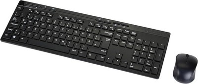 Kabelloses Amazon Basics Tastatur-Maus-Set, DE-Layout, USB, Schwarz