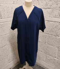 Whistles Navy Blue V Neck Short Sleeve Shift Dress Size 10