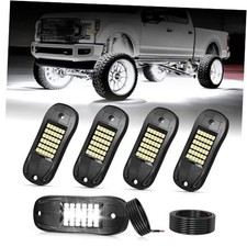 6500k White Rock Lights, IP68 Waterproof 36 LEDs SMD Chips Underglow Kit 4 Pods