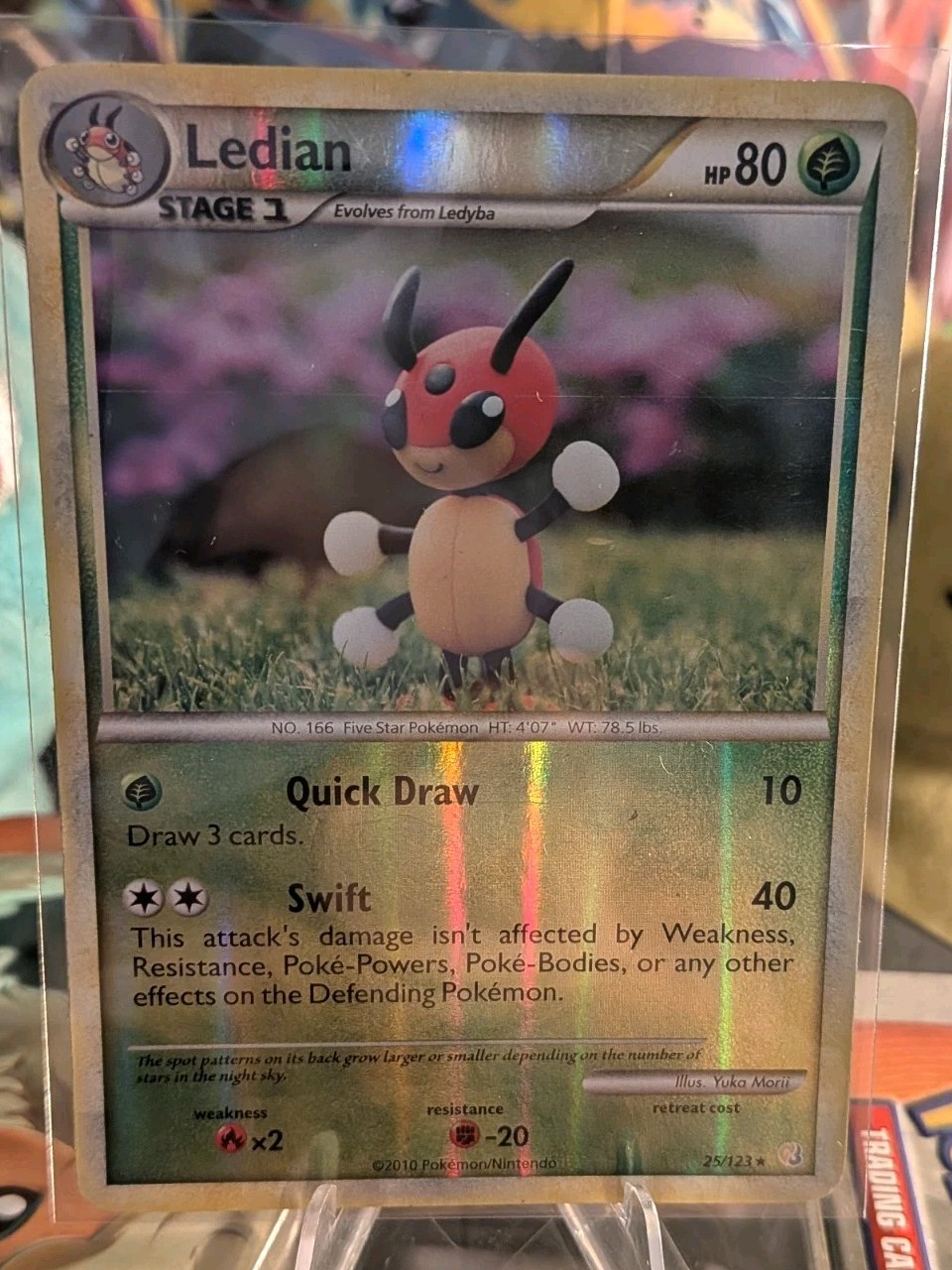 Ledian 25/123 HeartGold & SoulSilver 2010 Rare Reverse Holo Pokemon Card LP ENG