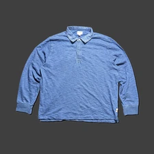 Todd Snyder Rugby Polo Shirt Blue XXL Cotton Long Sleeve